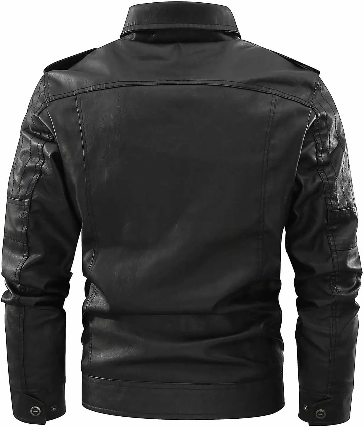 Men's Faux Leather Jackets Fashion Stand Collar Motorcycle Lightweight Leather Jackets Zipper Outerwear Moto Biker Coat