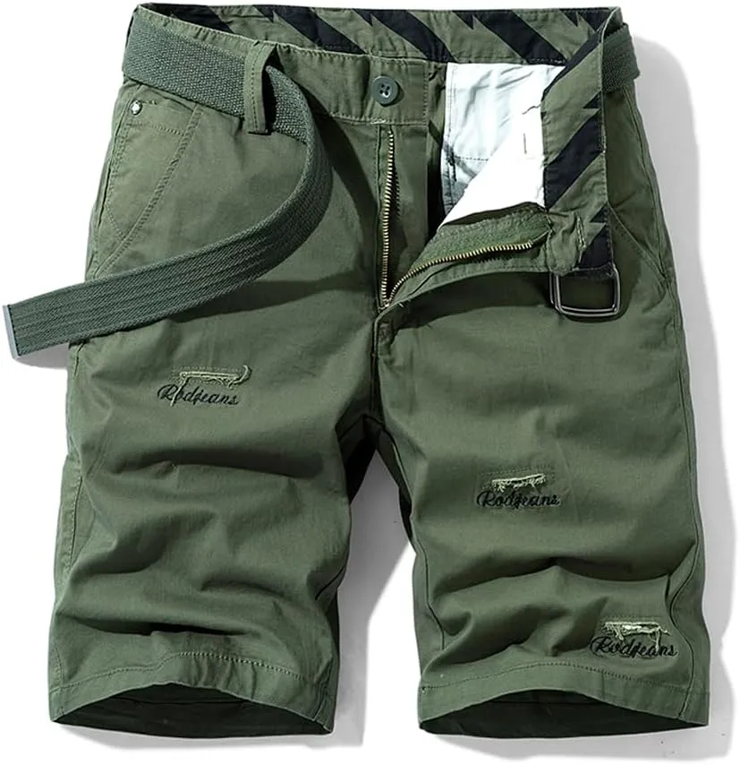 Men's Lightweight Striped Cargo Shorts Summer Slim Fit Cotton Casual Shorts
