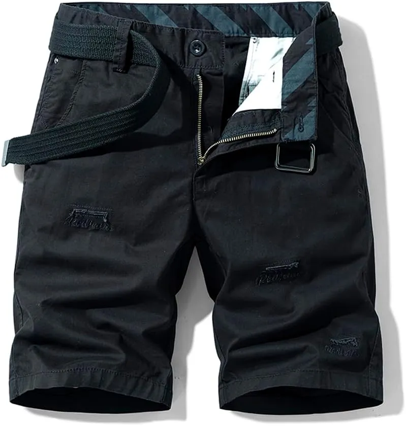 Men's Lightweight Striped Cargo Shorts Summer Slim Fit Cotton Casual Shorts