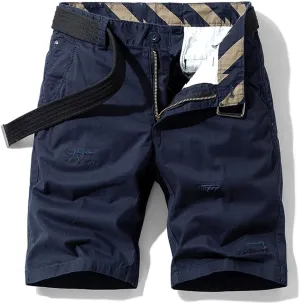 Men's Lightweight Striped Cargo Shorts Summer Slim Fit Cotton Casual Shorts