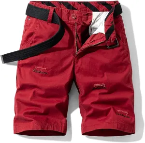 Men's Lightweight Striped Cargo Shorts Summer Slim Fit Cotton Casual Shorts