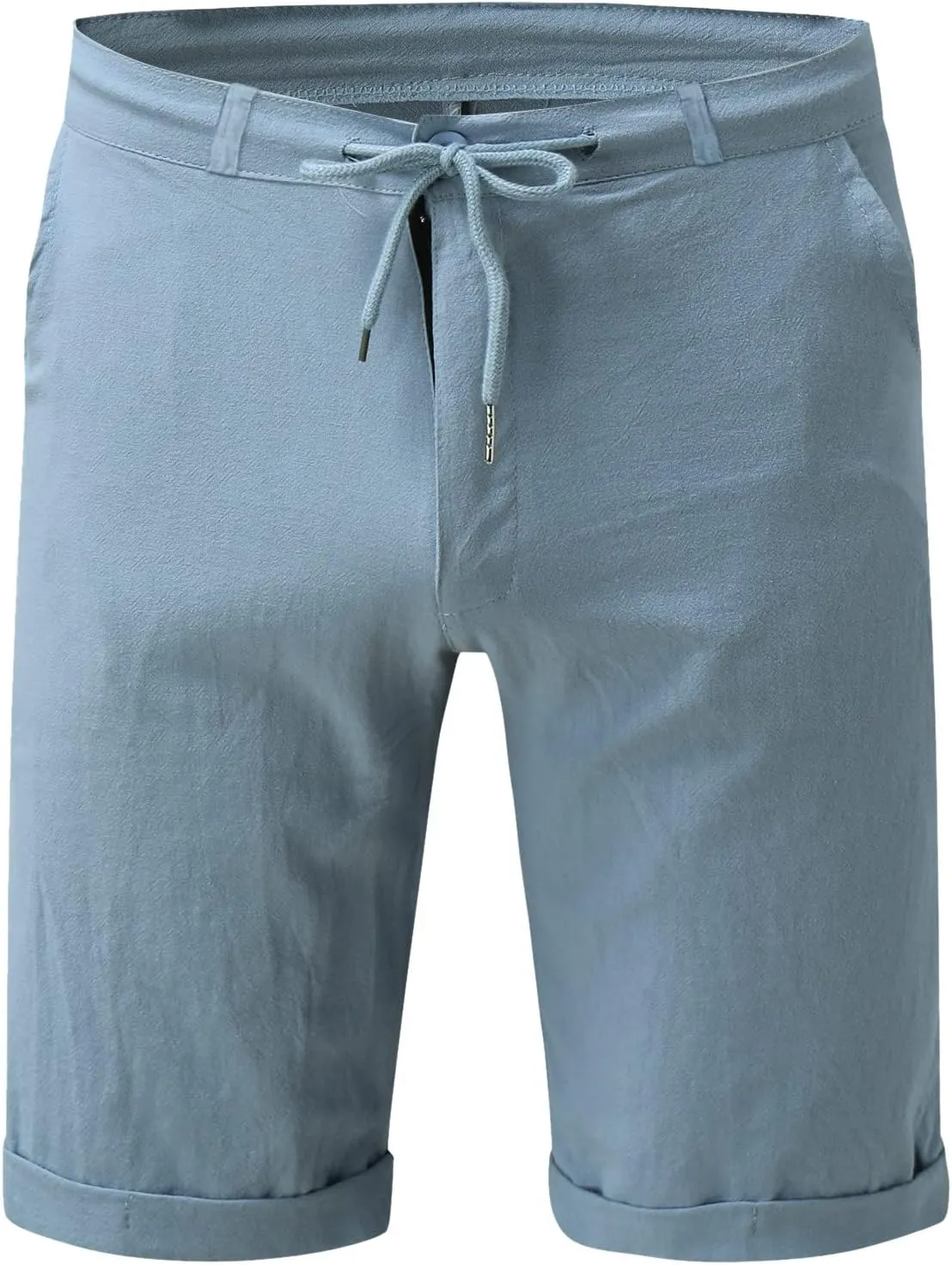 Men's Linen Shorts Summer Beach Drawstring Shorts Casual Classic Cotton Shorts Lightweight Board with Pockets
