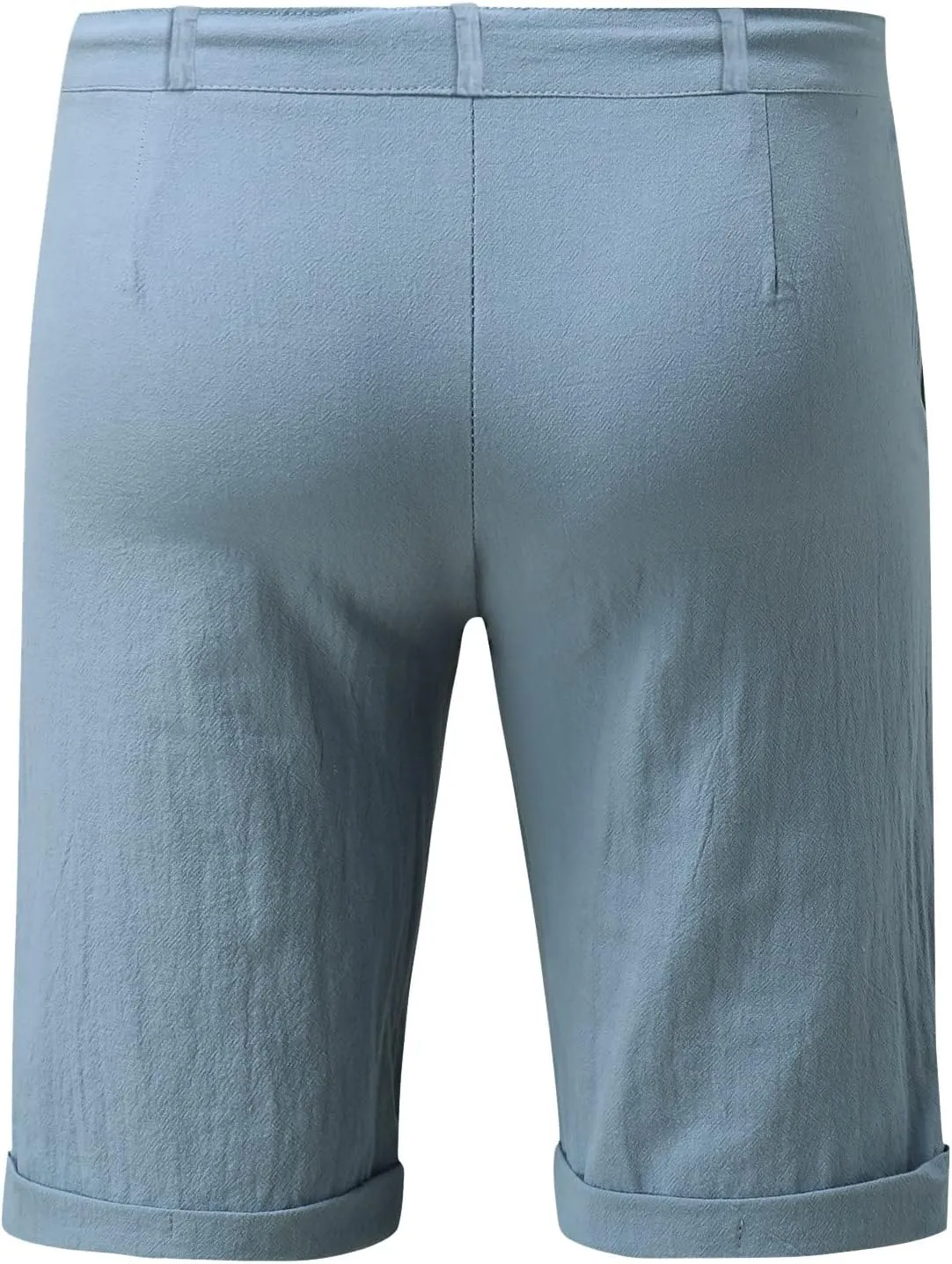 Men's Linen Shorts Summer Beach Drawstring Shorts Casual Classic Cotton Shorts Lightweight Board with Pockets