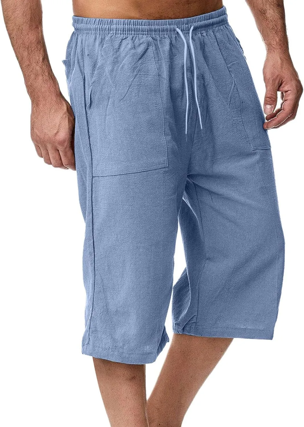 Men's Lounge Cotton Linen Long Leisure Shorts Casual Breathable Track Shorts Marathon Performance Beach Shorts