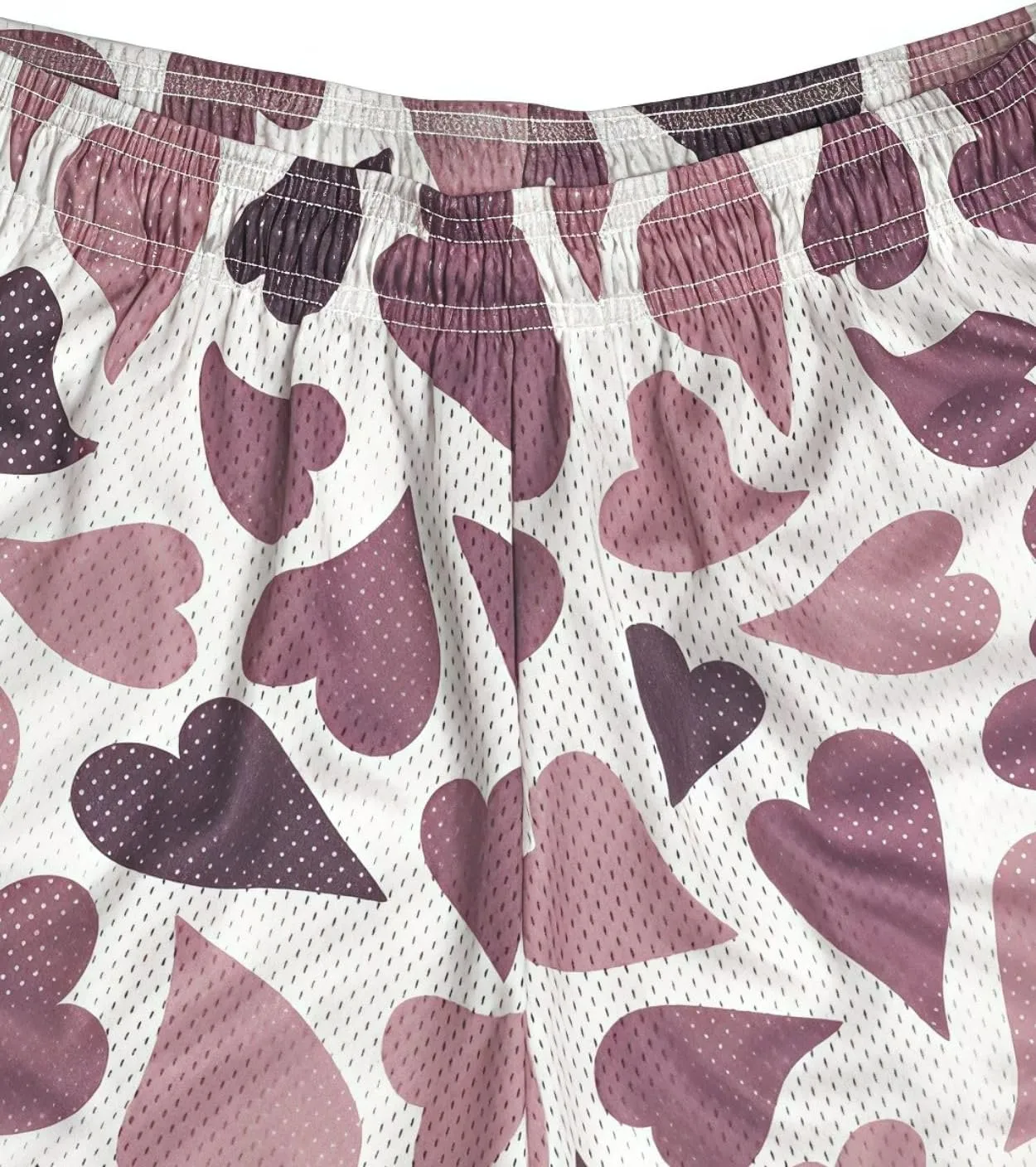 Men's Love Floral Print Mesh Breathable Shorts Beach Summer Casual Shorts Basketball Running Quick Dry Shorts with Pockets