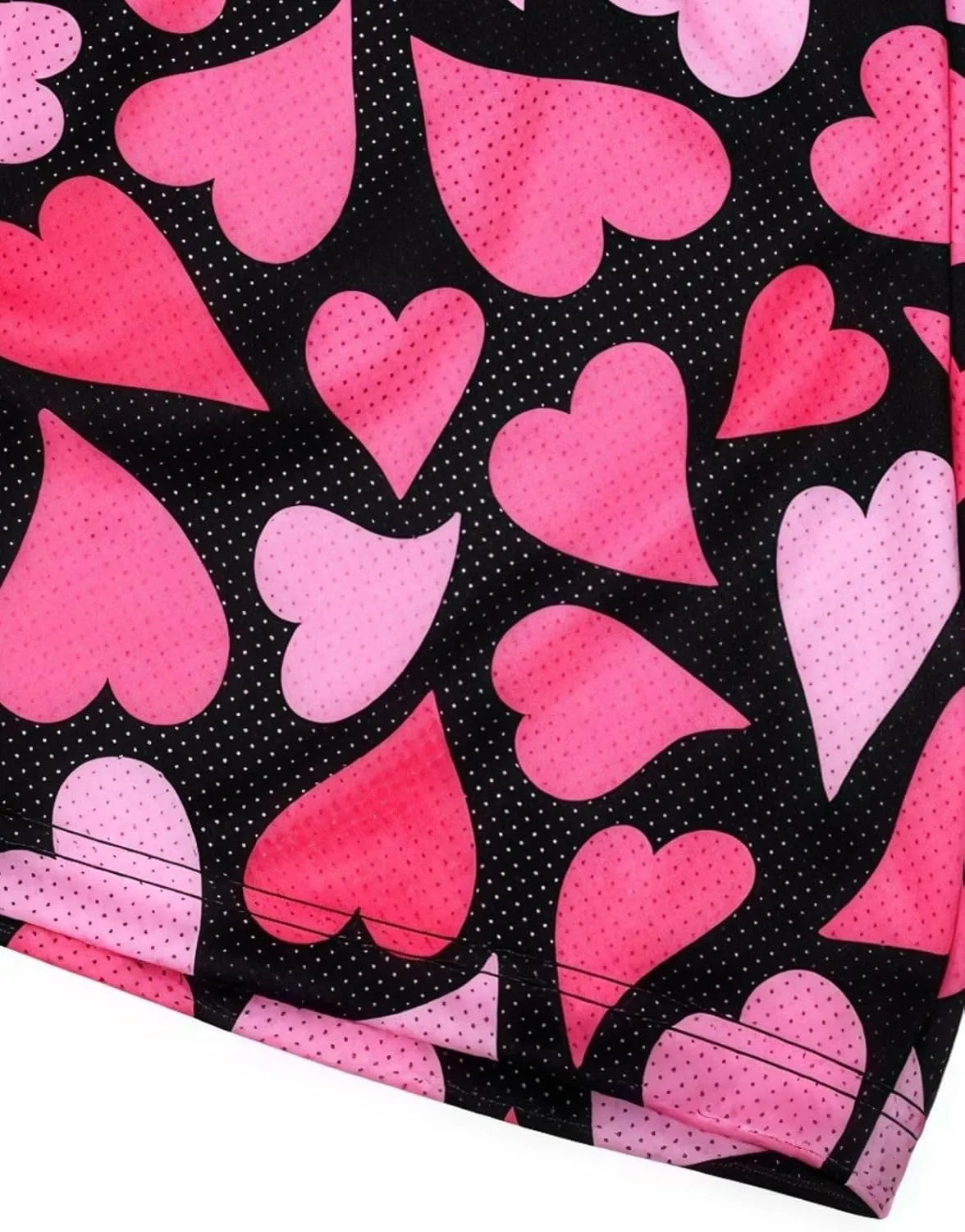Men's Love Floral Print Mesh Breathable Shorts Beach Summer Casual Shorts Basketball Running Quick Dry Shorts with Pockets