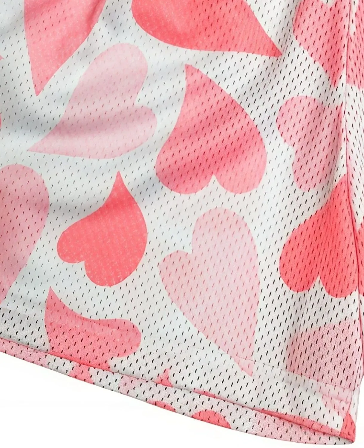 Men's Love Floral Print Mesh Breathable Shorts Beach Summer Casual Shorts Basketball Running Quick Dry Shorts with Pockets