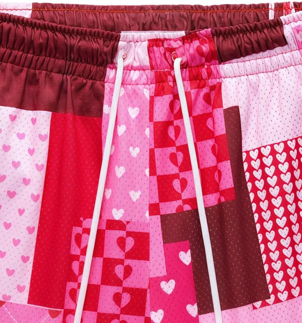 Men's Love Floral Print Mesh Breathable Shorts Beach Summer Casual Shorts Basketball Running Quick Dry Shorts with Pockets