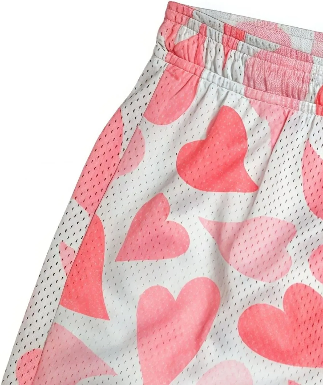Men's Love Floral Print Mesh Breathable Shorts Beach Summer Casual Shorts Basketball Running Quick Dry Shorts with Pockets