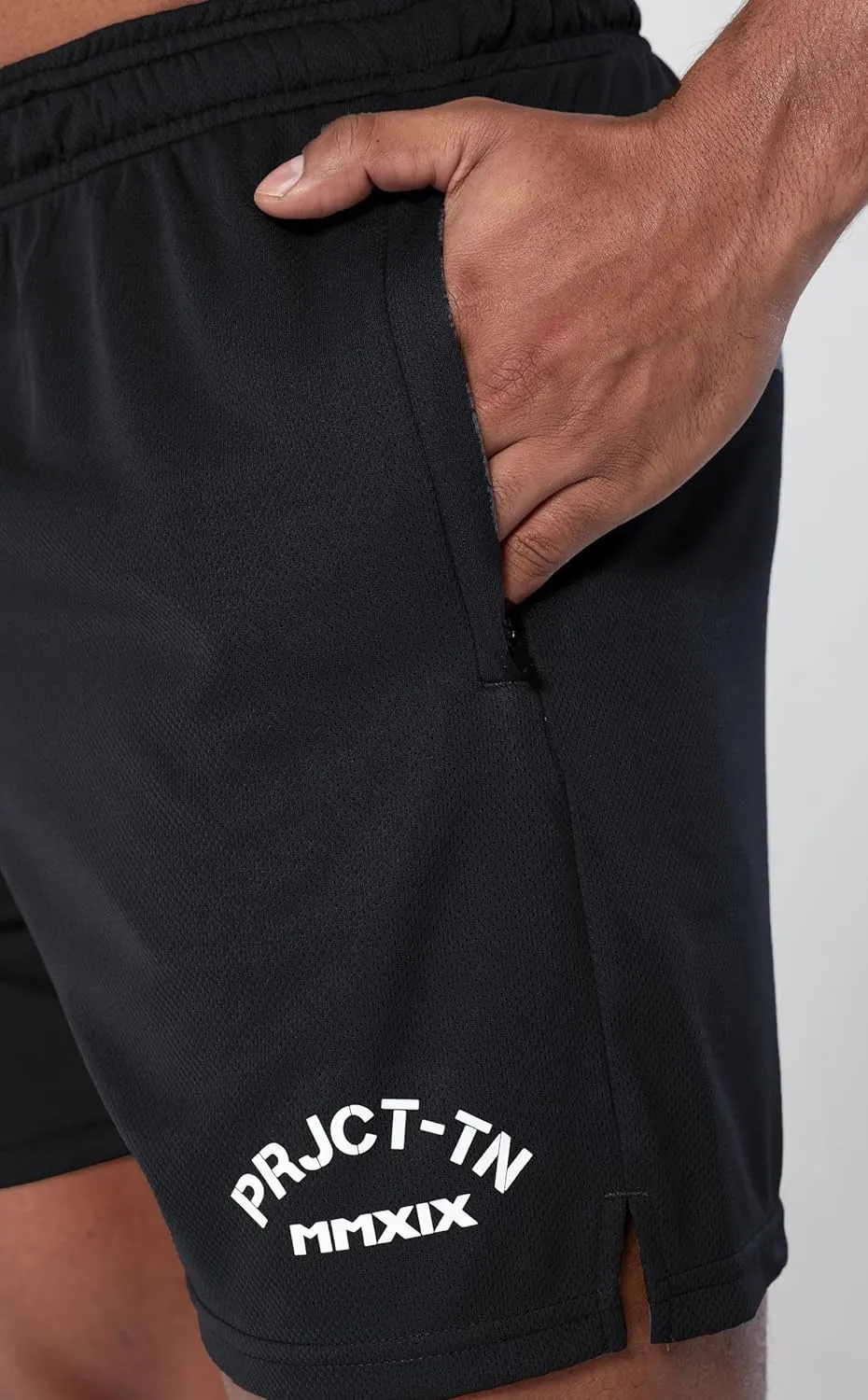 Men's MMXIX Mesh Gym Shorts with Zipper Pockets 6"