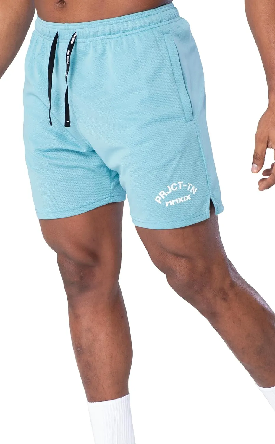 Men's MMXIX Mesh Gym Shorts with Zipper Pockets 6"