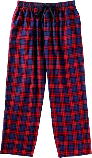 Men's Pajama Pant 100% Woven Cotton Plaid Sleep Elastic Waistband Lounge Wear Long Pjs