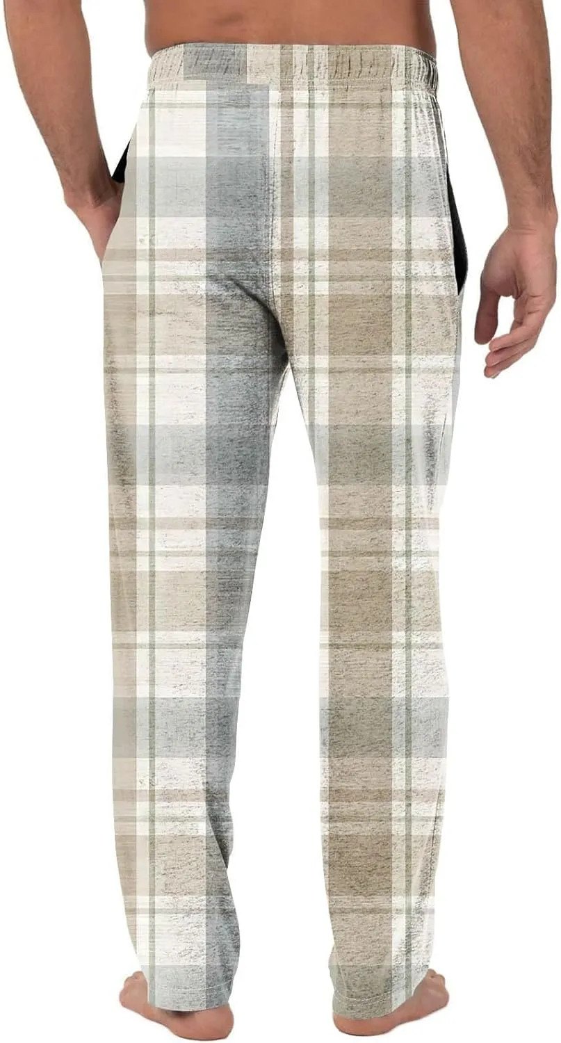 Mens Pajama Pants, Soft Cotton Sleep Lounge Pants Solid ComfortSoft Sleep Pant with Pockets and Drawstring