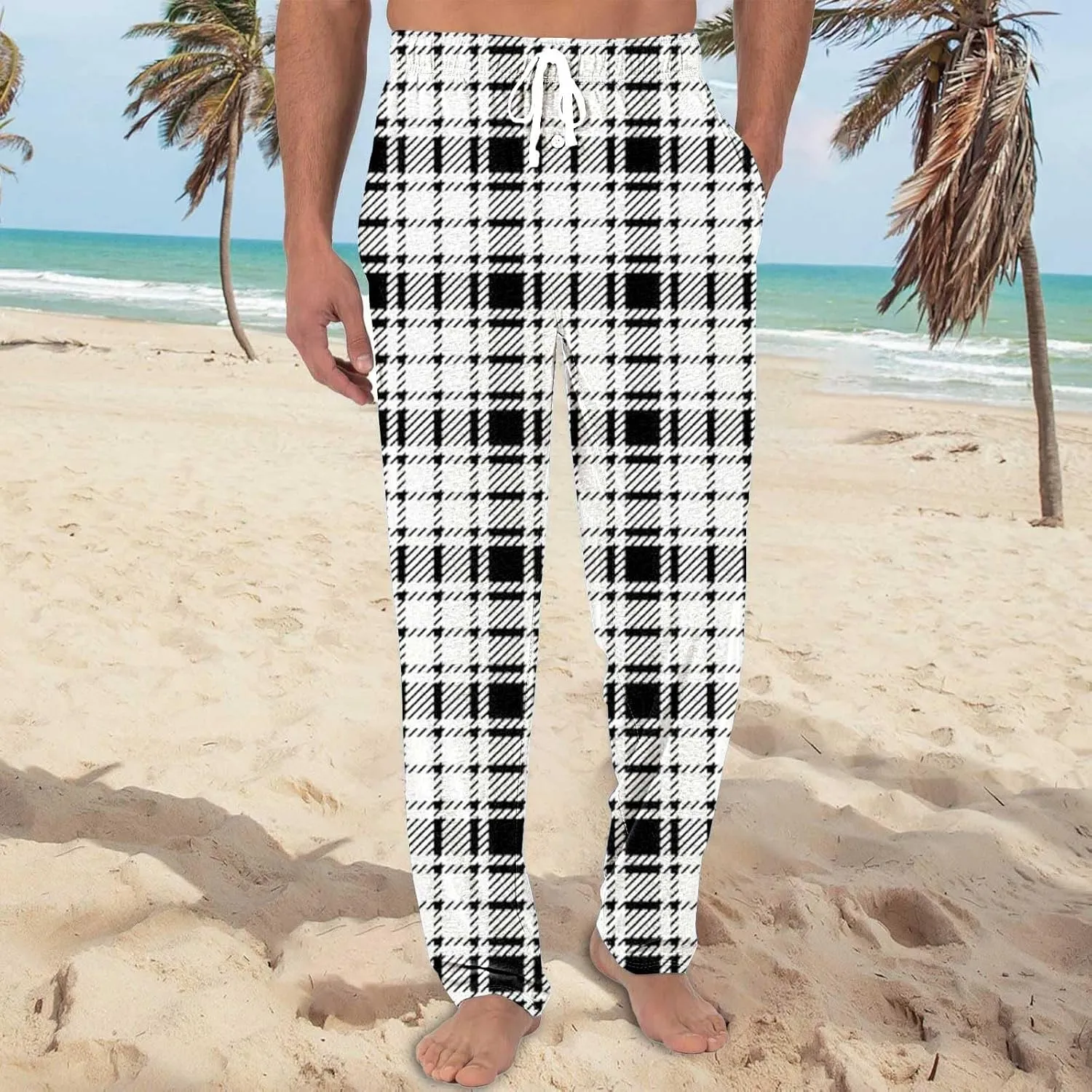 Mens Pajama Pants, Soft Cotton Sleep Lounge Pants Solid ComfortSoft Sleep Pant with Pockets and Drawstring