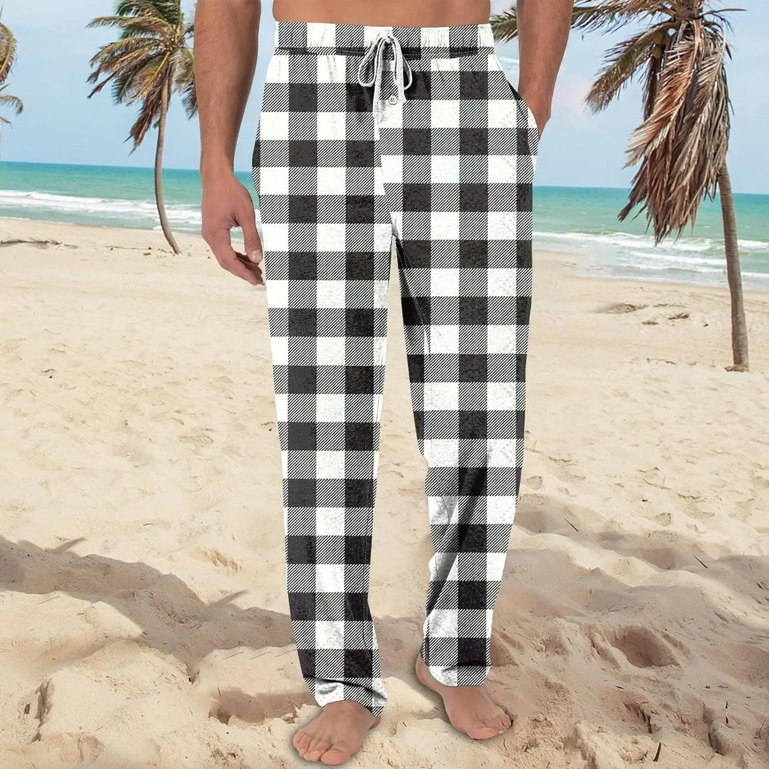 Mens Pajama Pants, Soft Cotton Sleep Lounge Pants Solid ComfortSoft Sleep Pant with Pockets and Drawstring