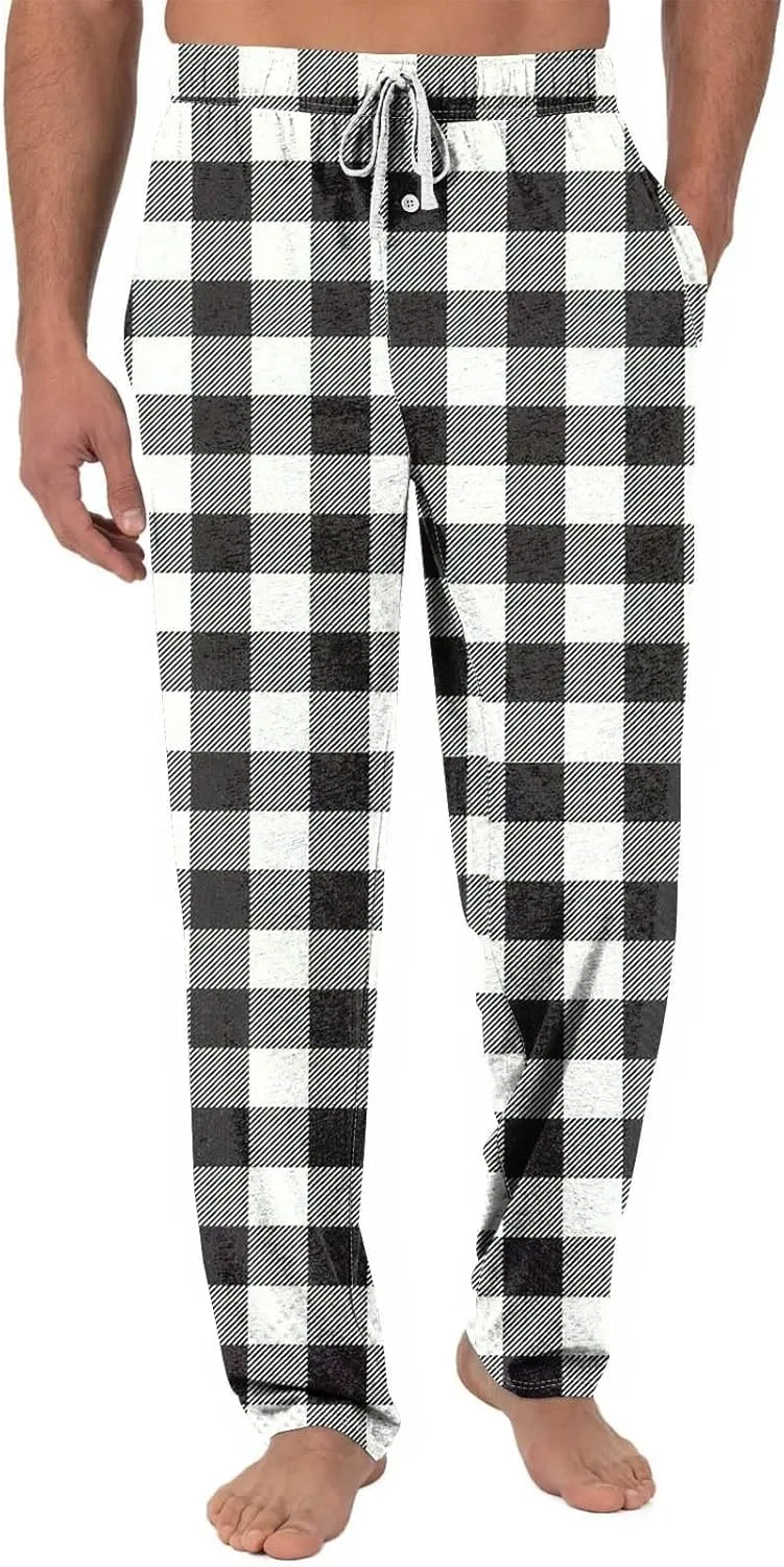 Mens Pajama Pants, Soft Cotton Sleep Lounge Pants Solid ComfortSoft Sleep Pant with Pockets and Drawstring