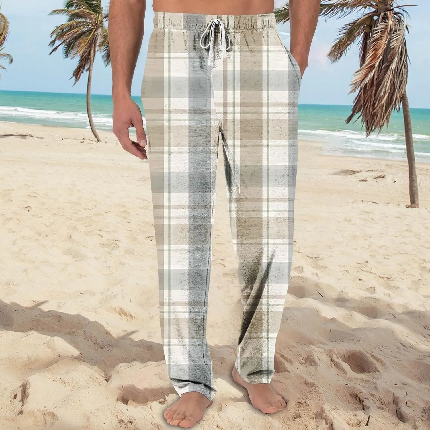 Mens Pajama Pants, Soft Cotton Sleep Lounge Pants Solid ComfortSoft Sleep Pant with Pockets and Drawstring