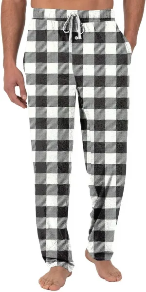Mens Pajama Pants, Soft Cotton Sleep Lounge Pants Solid ComfortSoft Sleep Pant with Pockets and Drawstring