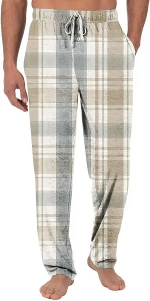 Mens Pajama Pants, Soft Cotton Sleep Lounge Pants Solid ComfortSoft Sleep Pant with Pockets and Drawstring