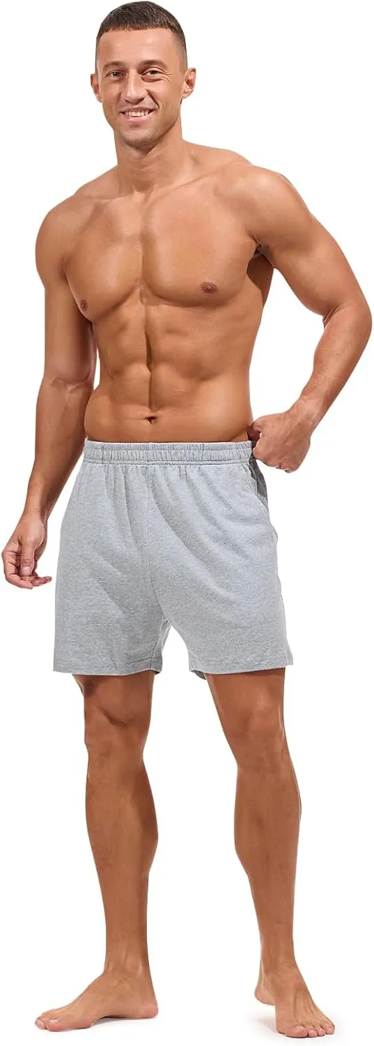 Mens Pajamas Bottoms Cotton Loose Lounge Sleep Shorts Comfy Breathable Sleepwear with Pockets 2 Pack