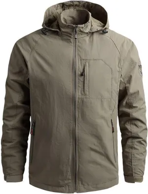 Mens Rain Jackets Military Tactical Jacket Zip Up Hooded Waterproof Windbreakers Lightweight Coats Hiking Raincoat