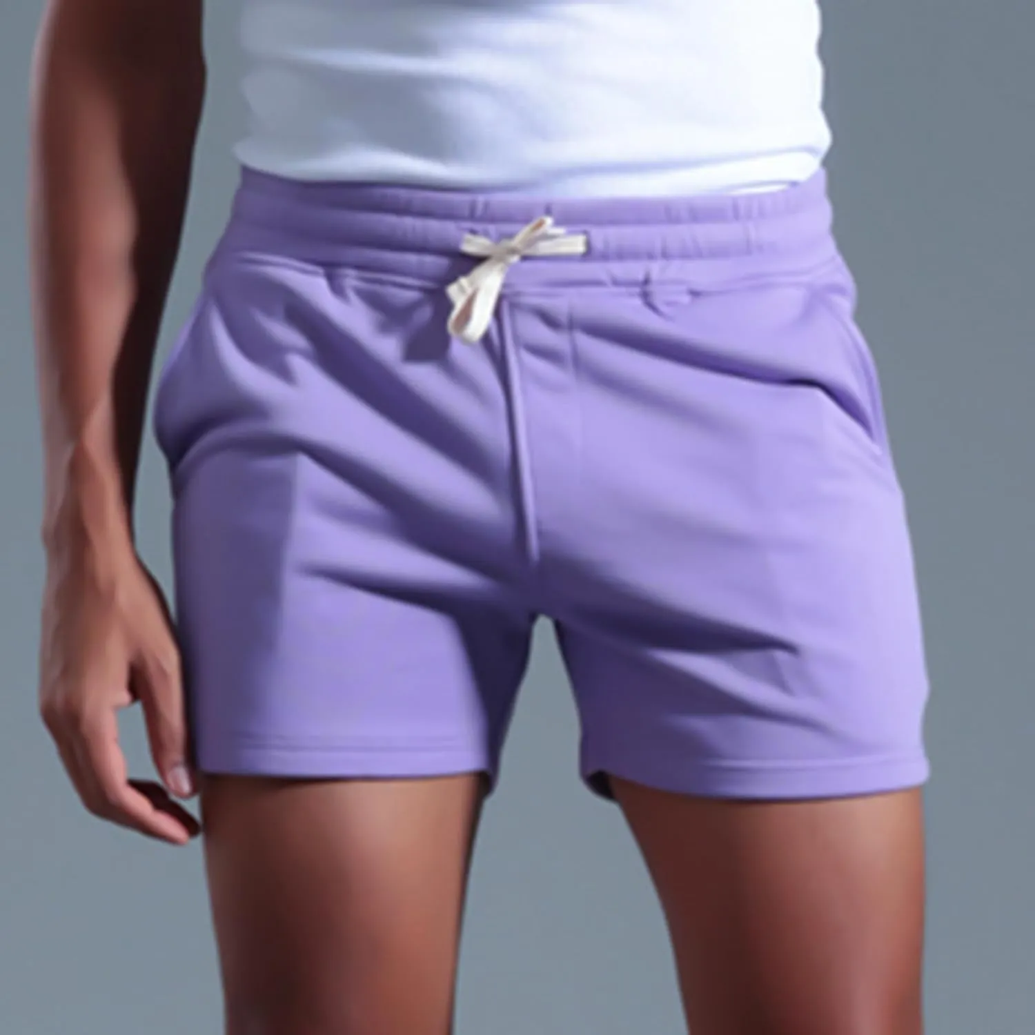 Mens Running Shorts Gym Casual Athletic Shorts Fitted Drawstring Stretchy Shorts Solid Workout Shorts Beach Vacation