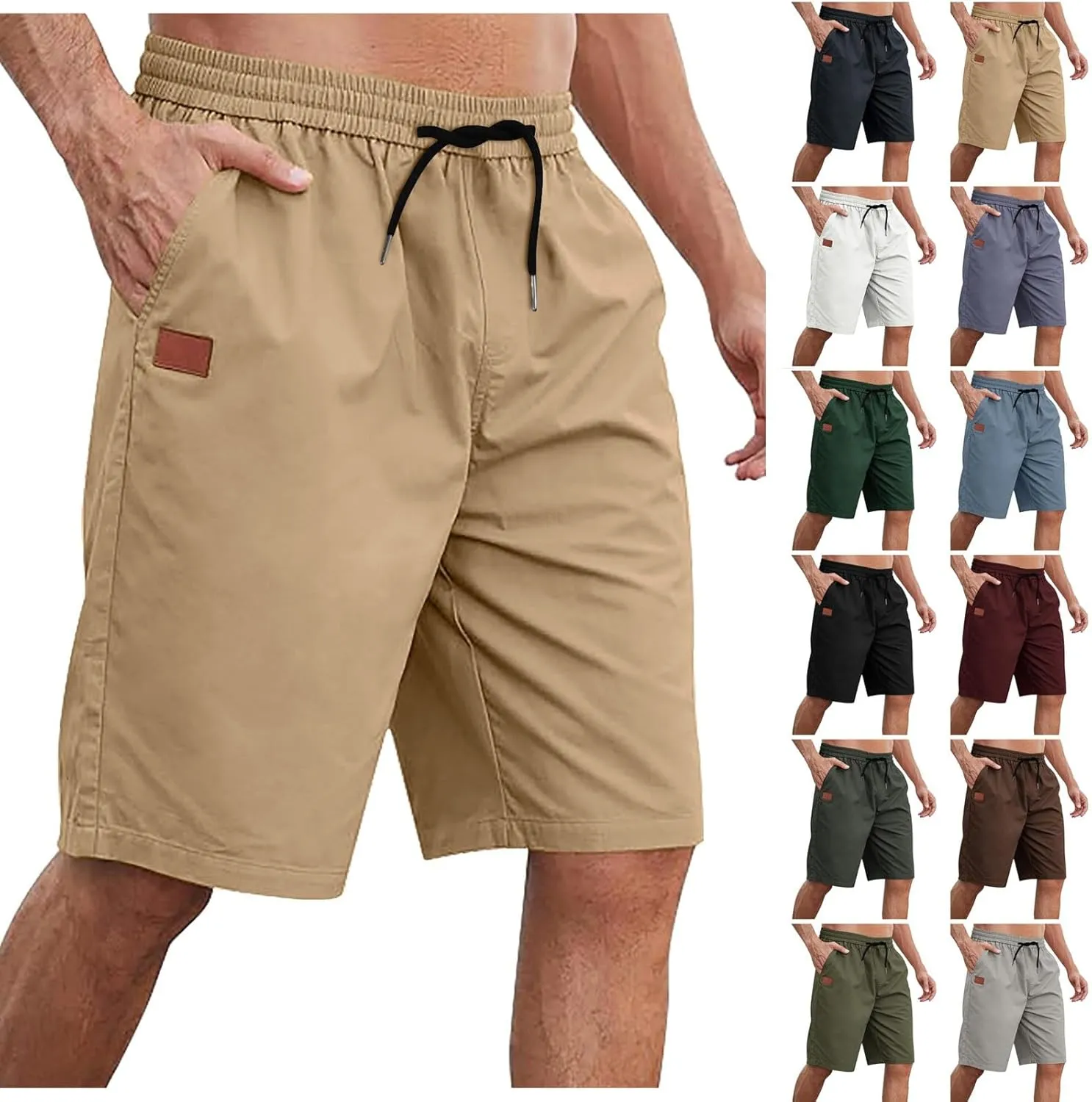 Mens Shorts Casual Drawstring Lounge Shorts Elastic Waist Athletic Summer Shorts Plus Size Running Gym Shorts Pockets