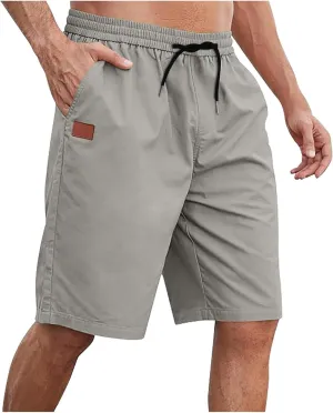 Mens Shorts Casual Drawstring Lounge Shorts Elastic Waist Athletic Summer Shorts Plus Size Running Gym Shorts Pockets