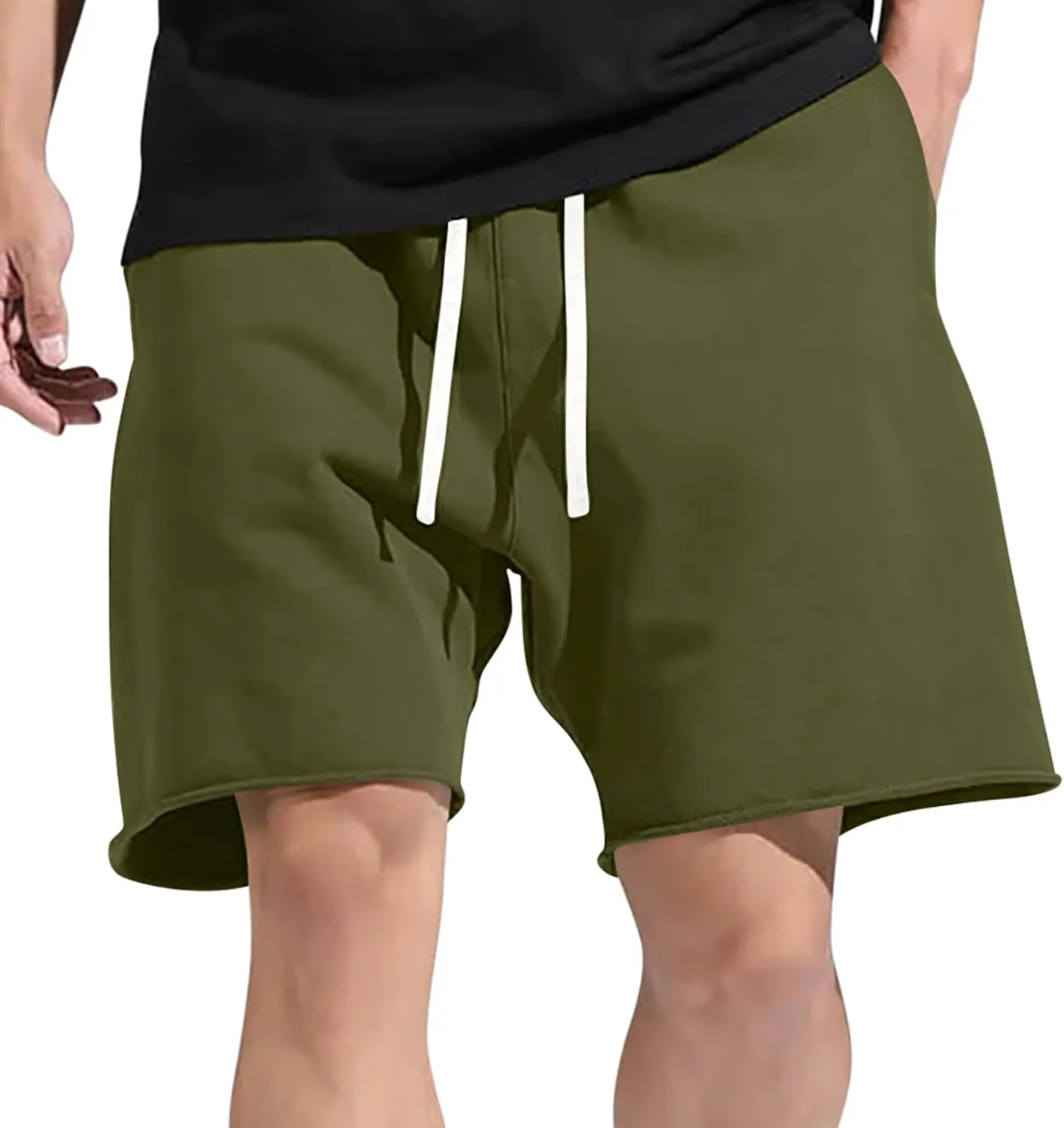 Mens Shorts Cotton Athletic Shorts Men's Casual Lounge Shorts Relaxed Fit Summer Drawstring Shorts Slacks with Pocket