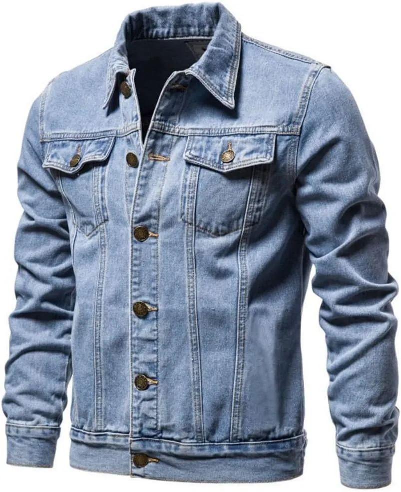 Mens Slim Fit Casual Denim Jackets Classic Fashion Regular Fit Utility Pockets Trucker Jean Coat Field Work Shirt Jacket