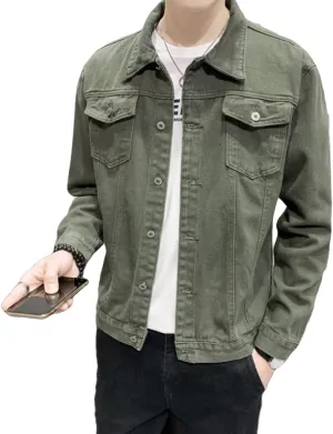 Mens Slim Fit Casual Denim Jackets Classic Fashion Regular Fit Utility Pockets Trucker Jean Coat Field Work Shirt Jacket