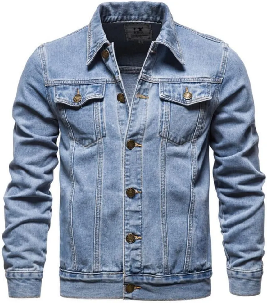 Mens Slim Fit Casual Denim Jackets Classic Fashion Regular Fit Utility Pockets Trucker Jean Coat Field Work Shirt Jacket