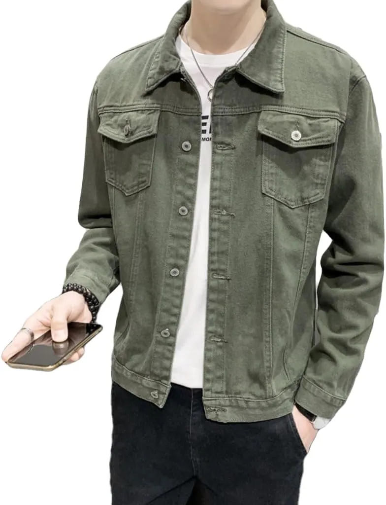 Mens Slim Fit Casual Denim Jackets Classic Fashion Regular Fit Utility Pockets Trucker Jean Coat Field Work Shirt Jacket