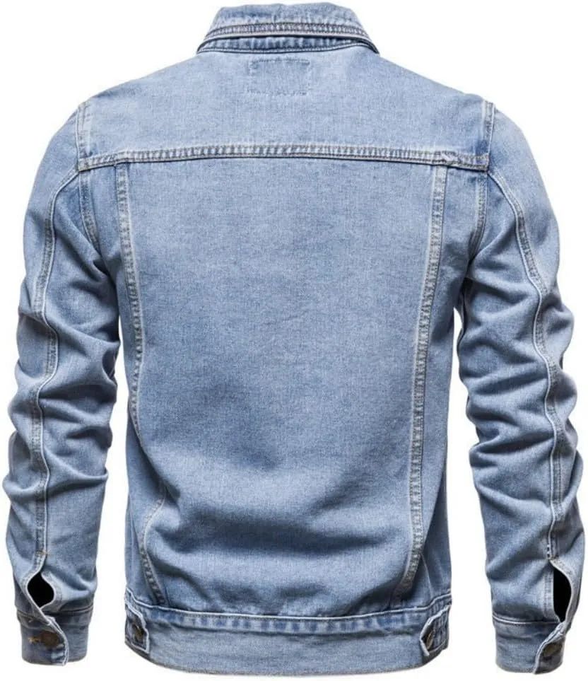 Mens Slim Fit Casual Denim Jackets Classic Fashion Regular Fit Utility Pockets Trucker Jean Coat Field Work Shirt Jacket