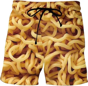 Mens Swim Shorts Y2k Print Style Drawstring Casual Shorts Summer Quick Dry Lightweight Workout Shorts Vacation Shorts