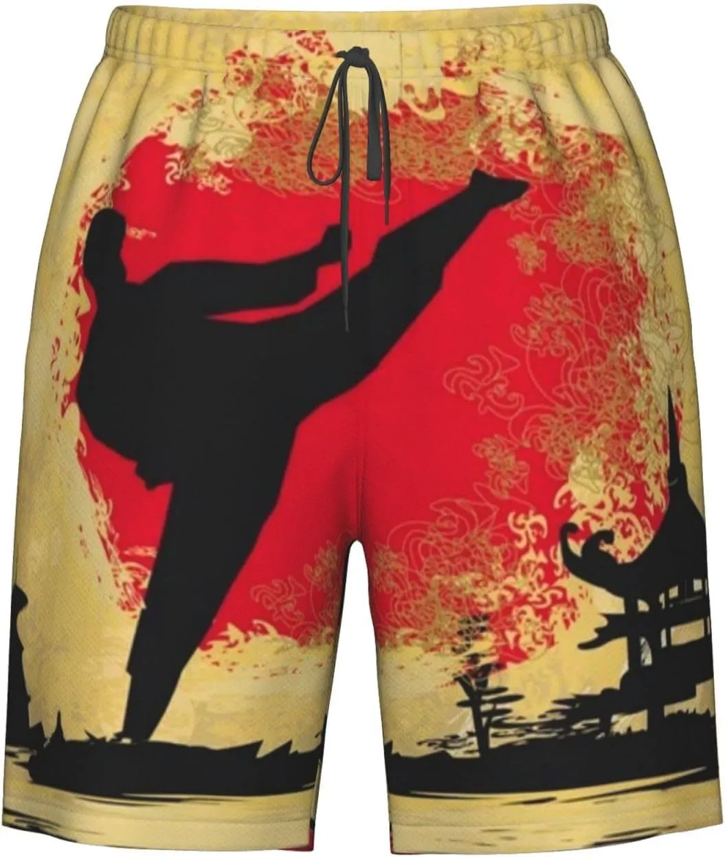 Men's Swim Trunks Quick Dry Board Shorts Karate Power Kata Kimono Beach Shorts Casual Sports Running Shorts