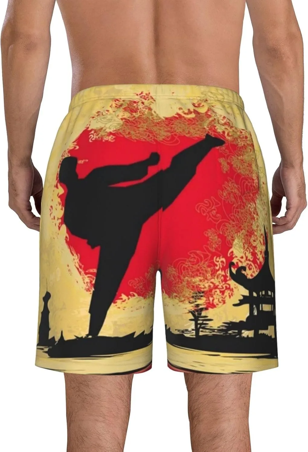 Men's Swim Trunks Quick Dry Board Shorts Karate Power Kata Kimono Beach Shorts Casual Sports Running Shorts