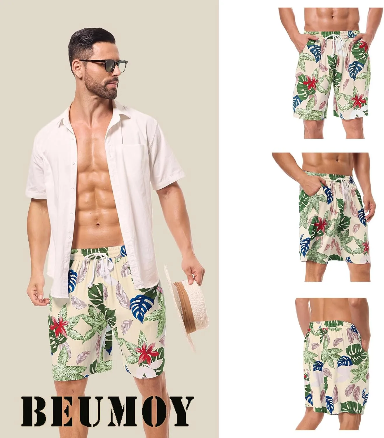 Men's Swim Trunks Shorts Swimwear Bathing Suits Beach Quick Dry Surfing Summer Funny Print Shorts with Drawstring