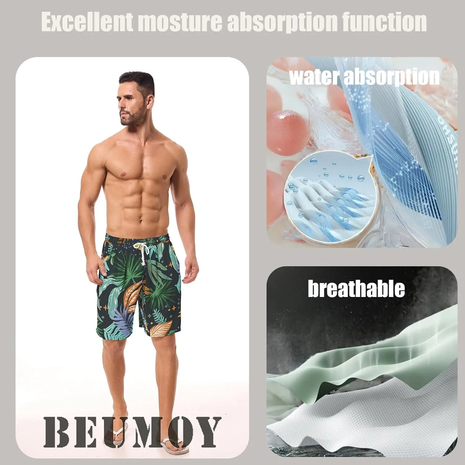Men's Swim Trunks Shorts Swimwear Bathing Suits Beach Quick Dry Surfing Summer Funny Print Shorts with Drawstring