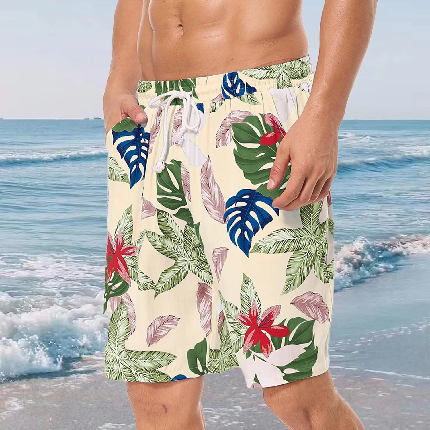 Men's Swim Trunks Shorts Swimwear Bathing Suits Beach Quick Dry Surfing Summer Funny Print Shorts with Drawstring