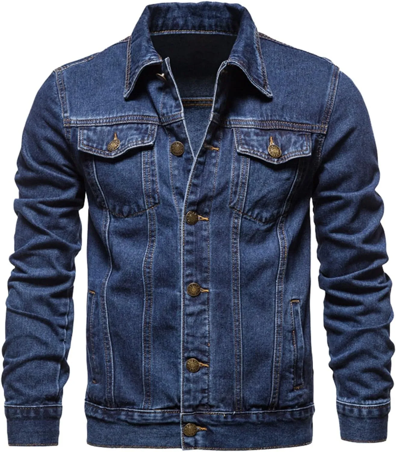 Mens Trucker Jacket Cowboy Cut Western Unlined Denim Jackets Classic Ripped Denim Jacket Lightweight Outwear Sportswear