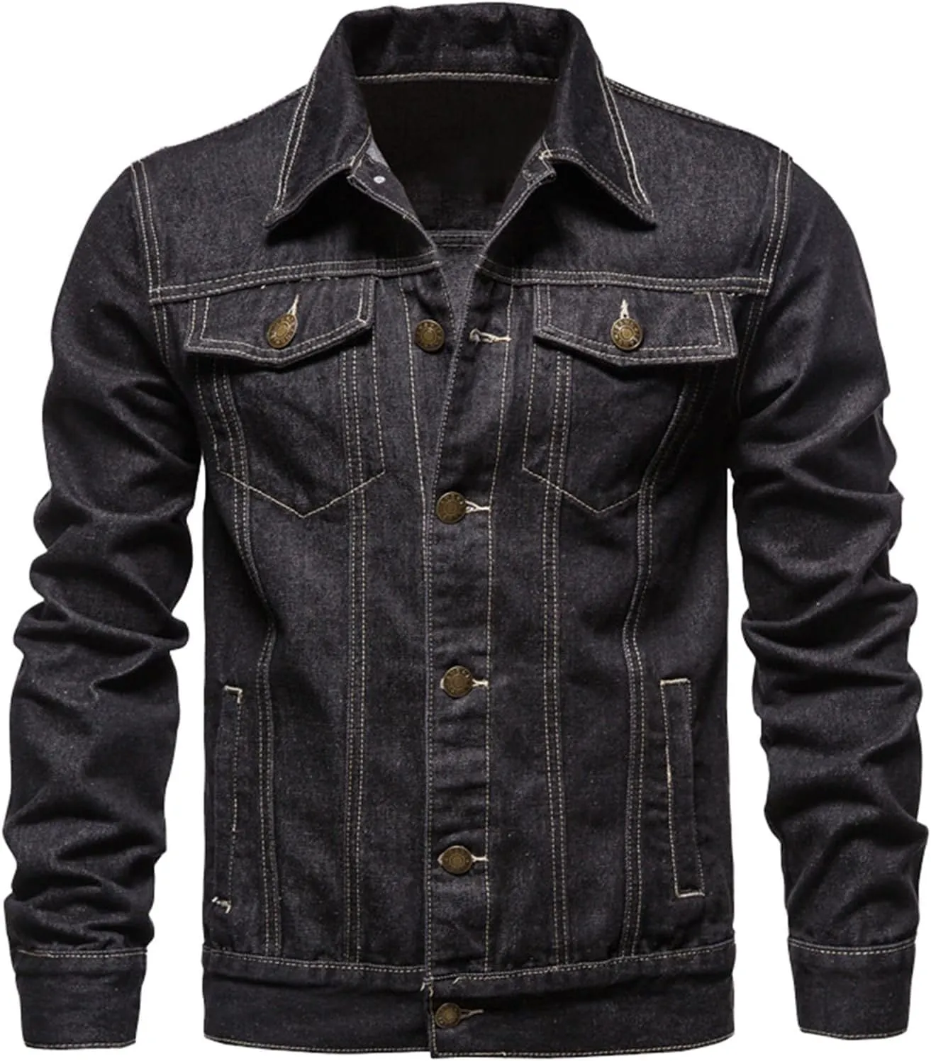 Mens Trucker Jacket Cowboy Cut Western Unlined Denim Jackets Classic Ripped Denim Jacket Lightweight Outwear Sportswear