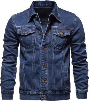 Mens Trucker Jacket Cowboy Cut Western Unlined Denim Jackets Classic Ripped Denim Jacket Lightweight Outwear Sportswear