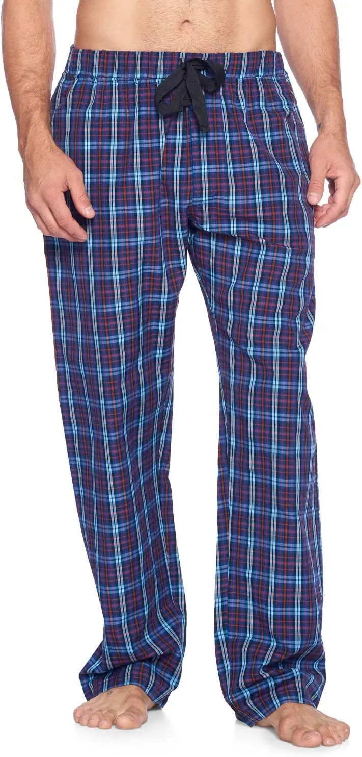 Mens Woven Plaid Sleep Pajama Pants Long PJ Sleepwear & Loungewear Bottoms