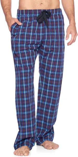 Mens Woven Plaid Sleep Pajama Pants Long PJ Sleepwear & Loungewear Bottoms
