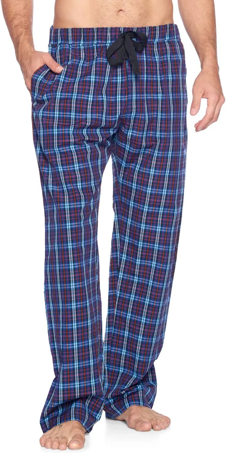 Mens Woven Plaid Sleep Pajama Pants Long PJ Sleepwear & Loungewear Bottoms