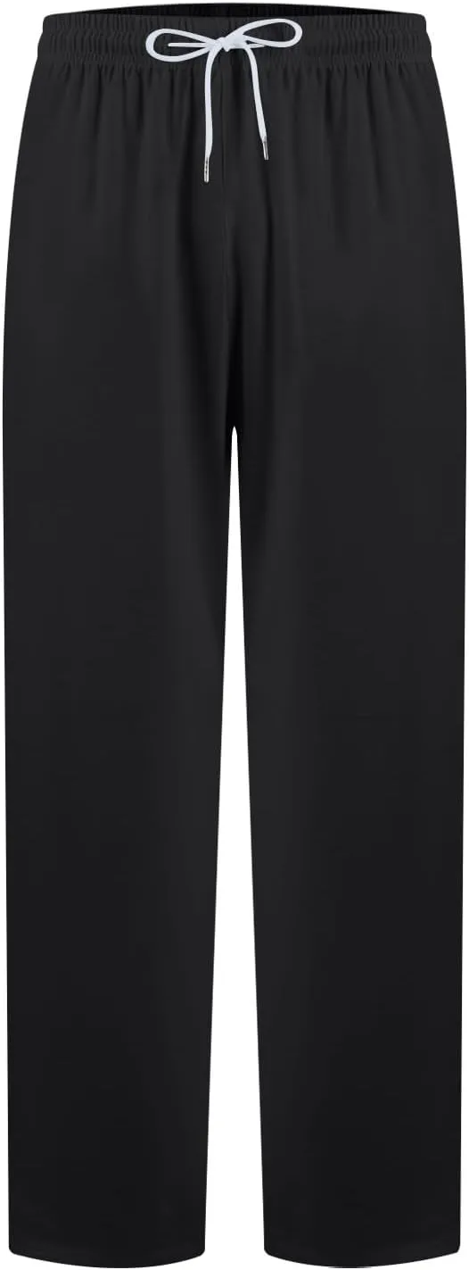 Mens Yoga Sweatpants Athletic Lounge Open Bottom Pants Elastic Waist Drawstring Straight Leg Pant with Pockets