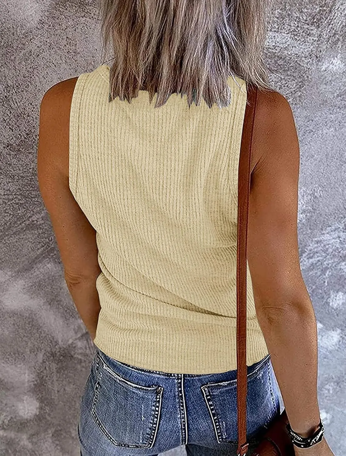 MEROKEETY Women's V Neck Tank Tops Summer Sleeveless Ribbed Button Casual Henley Shirts