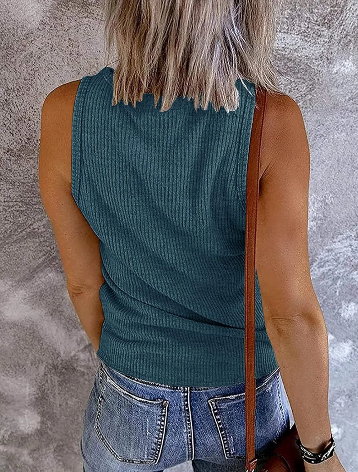MEROKEETY Women's V Neck Tank Tops Summer Sleeveless Ribbed Button Casual Henley Shirts