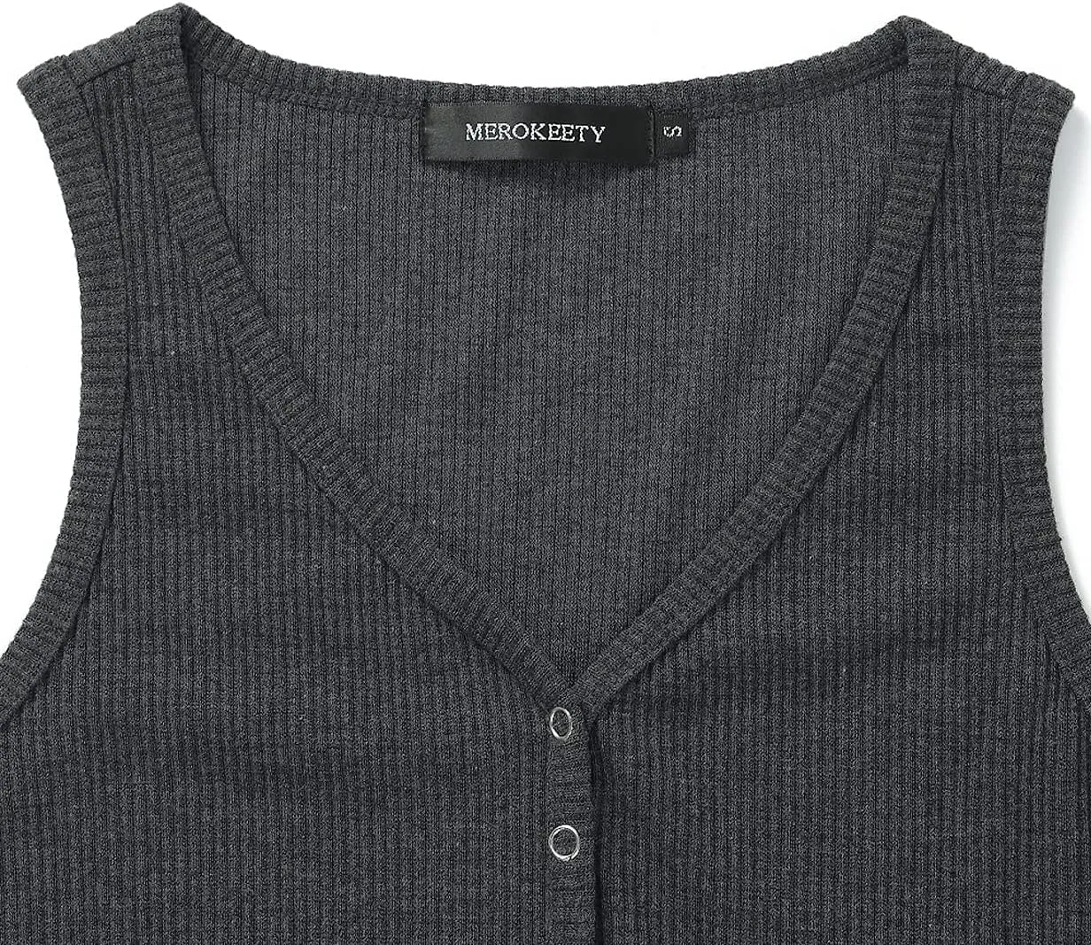MEROKEETY Women's V Neck Tank Tops Summer Sleeveless Ribbed Button Casual Henley Shirts